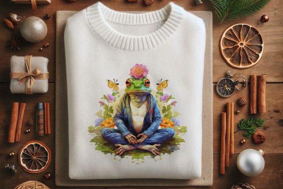 Download Zen Frog Meditating on Lotus - Zen Collection