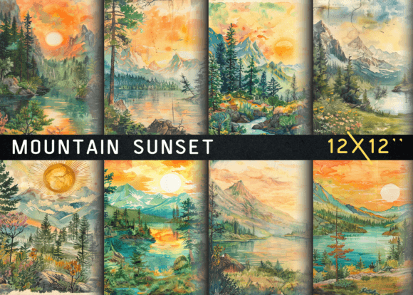 Download Mountain Sunset Junk Journal Page - Mountain Collection